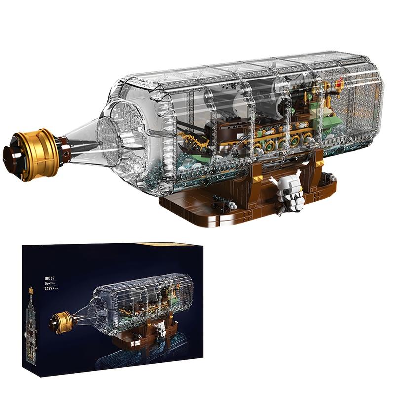 Green Pirate Ship In A Bottle Building Block Sets For Adults 2499pcs  Detachable Bottle Design Unique Home Decor With Stand Ideal Birthday Gifts