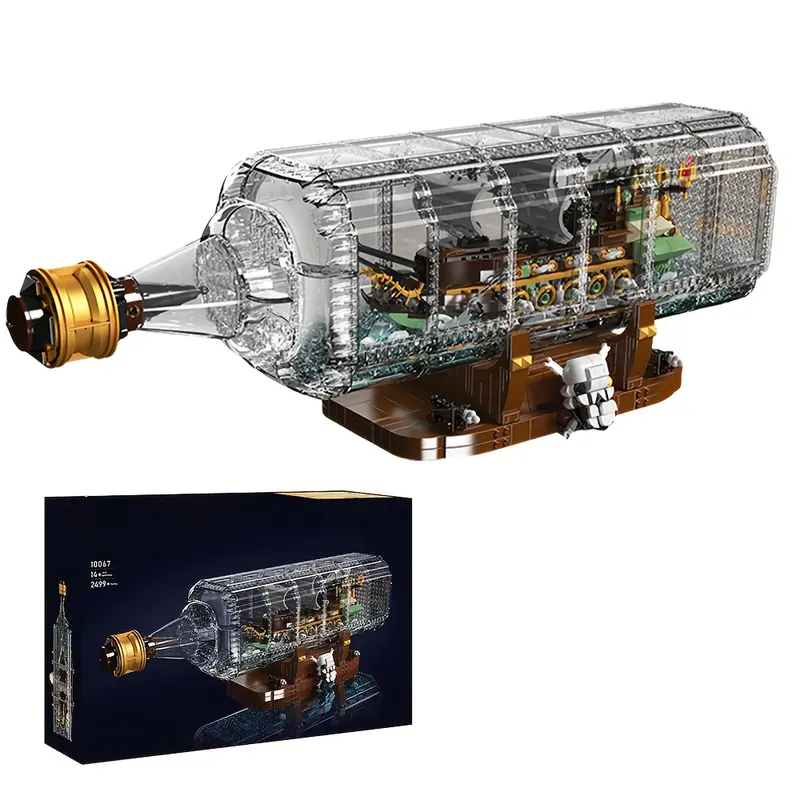 Green Pirate Ship In A Bottle Building Block Sets For Adults 2499pcs  Detachable Bottle Design Unique Home Decor With Stand Ideal Birthday Gifts