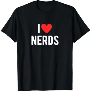 Casual Cotton shortsleeve tees  I Love Nerds Funny Geeky Graphic Heart Nerd T-Shirt