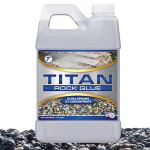 Titan Rock Glue for Landscaping - Stone Glue for Outside Rocks, Small Pebbles, & Pea Gravel, Gravel Binder, Pathway Stabilizer, Long-Lasting Formula, Prevents Erosion (128 Fl Oz) by