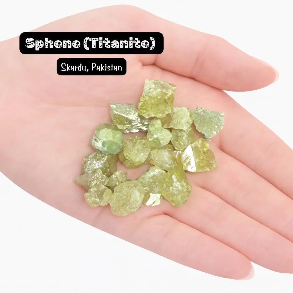 THREE Titanite Sphene Specimens - 3pc - Natural Titanite Crystals