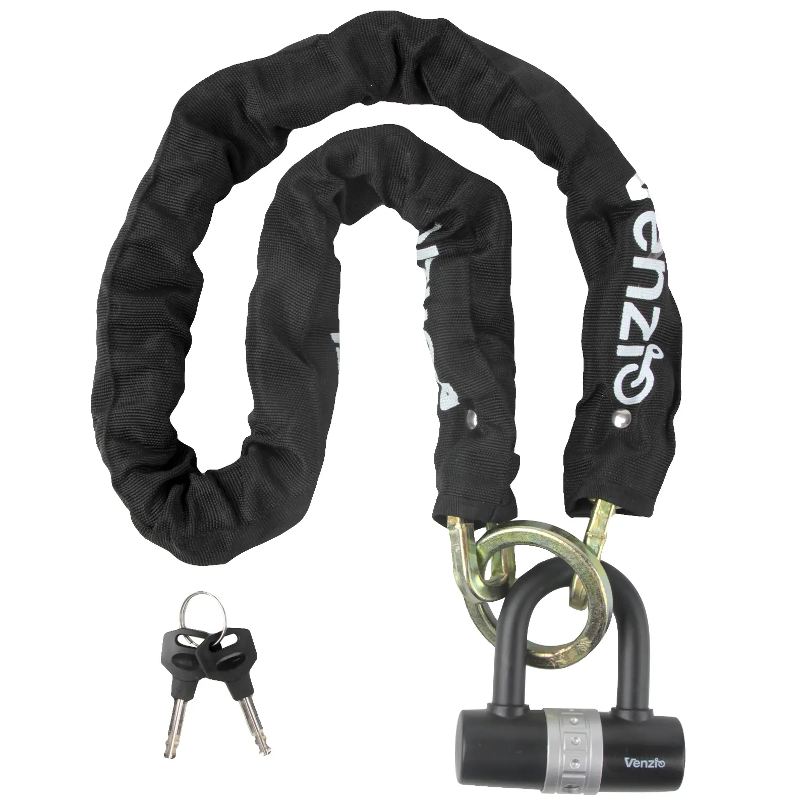 Venzio Heavy Duty 10mm Bike Chain with 12mm U Lock ,4ft Hardened Steel Anti Theft Chain Combo with 2 Keys,  Motorcycle & Scooter Lock with Protective Cover