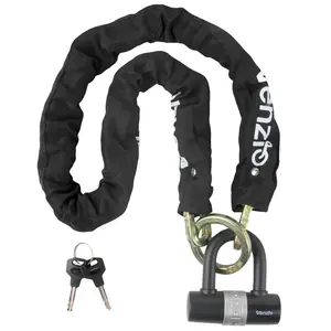 Venzio Heavy Duty 10mm Bike Chain with 12mm U Lock ,4ft Hardened Steel Anti Theft Chain Combo with 2 Keys,  Motorcycle & Scooter Lock with Protective Cover
