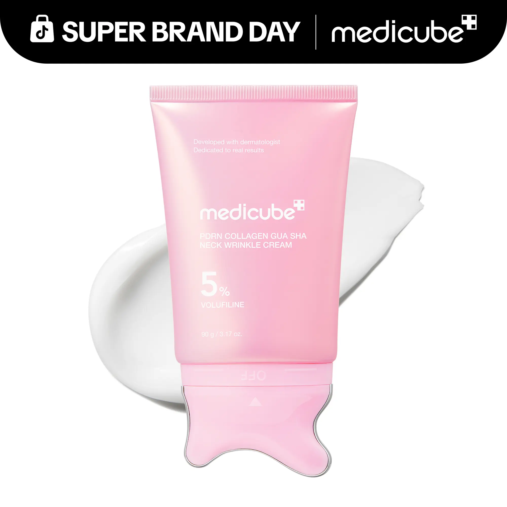 [NEW] [medicube] PDRN Collagen Gua Sha Neck Wrinkle Cream | Built-In Gua Sha Massager with Volufiline 5% + PDRN | Firming, Contour Care for the Look of Fine Lines, Jawline, Neck, Décolleté,Underarms, Chest, Legs, Shoulder | Massage Cream | Korean Skincare