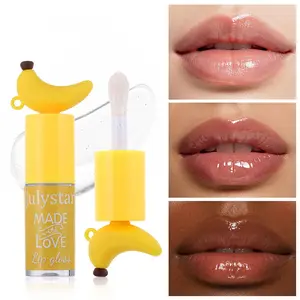 Cute Banana Lip Gloss Oil, Clear Hydrating Lip Oil with Mirror Shine, Lightweight Non-Sticky Formula, Nourishing Lip Plumper for Dry Chapped Lips, Daily Makeup Essential