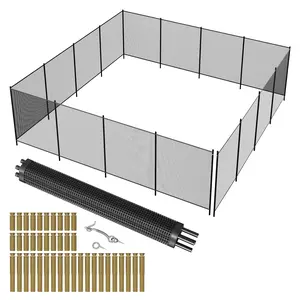 【GARVEE】4x48 FT Swimming Pool Safety Fence for Inground Pools with Aluminum Legs, Durable 340 GMS Teslin PVC Mesh, Easy DIY Installation, Black - Protects Pets and Ensures Safety
