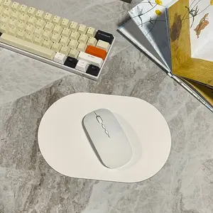 Oval Small Mouse Pad Single-sided Solid Color Universal Non-slip Pad Mouse Pad Suitable For Laptop Office Faux Leather Gaming Mouse Pad Non Slip Mousepad Desktop Accessory