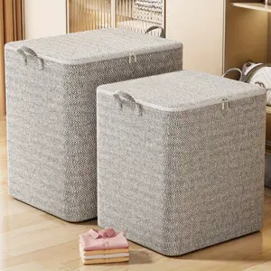 Clothes storage bag, large-capacity storage bag for quilts and moving, non-woven fabric space-saving storage bag, household storage bag with reinforced handles for wardrobes, bedrooms and dormitories, used for storing quilts, blankets and clothes