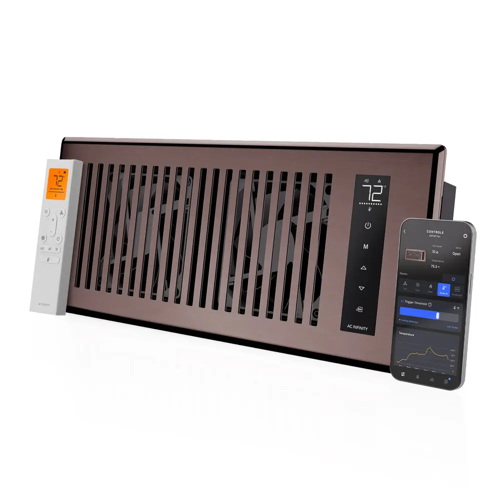 AIRTAP T4, Smart Register Booster Fan 4" x 12" Bronze