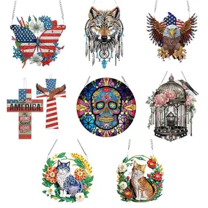DIY Eagle / Butterfly / Cat/ Special Shape Diamond Painting Hanging Pendants for Wall Window