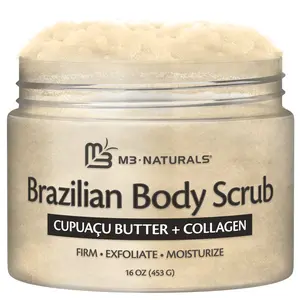 M3 Naturals Brazilian Body Scrub with Cupuaçu Butter & Collagen 16 oz Gentle Exfoliator for Firming Moisturizing Skin Care M3 Naturals Brazilian Body Scrub with Cupuaçu Butter & Collagen 16 oz Gentle Exfoliator for Firming Moisturizing Skin Care