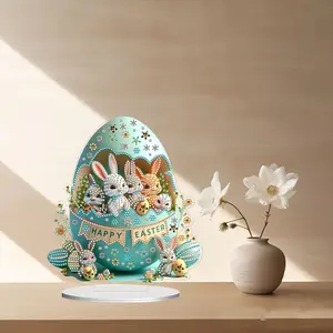 DIY Diamond Painting Acrylic Easter Decoration Kit, Rabbit Design, Irregular Shape Diamonds, Perfect for Desk and Coffee Table Decor, Creative Gift