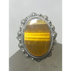 Tiger Eye poison locket ring size 7.75 Mexico sterling silver