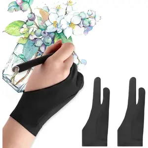 2-Finger Anti Touch Gloves for iPad/Drawing Tablet - Digital Art Glove w/Smooth Nylon Fiber | Prevent Smudges on Screen & Paper