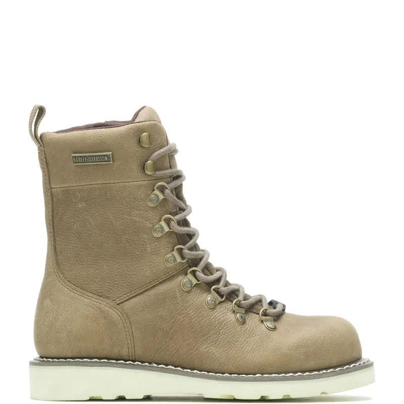 Harley-Davidson Denway 7" D87232 Womens Beige Leather Motorcycle Boots