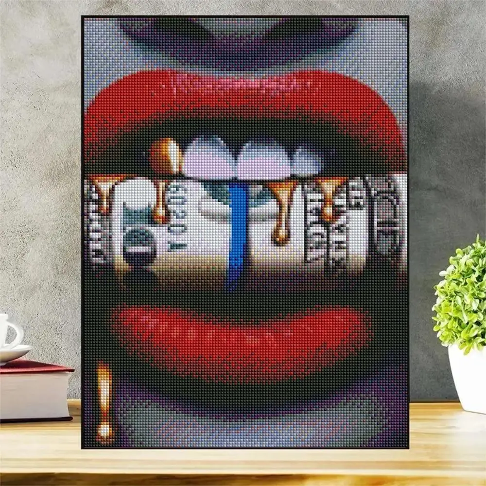 Lip Pattern DIY Diamond Arts Colorful Painting without Frame, DIY 5D Diamond Arts Colorful Painting Kit, Wall Art Decor for Home Living Room Bedroom