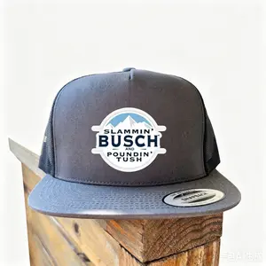 Slammin’ Busch and Poundin’ Tush Trucker Hat|   Funny Beer Lover Design|   Country Boy Humor Embroidered Cap