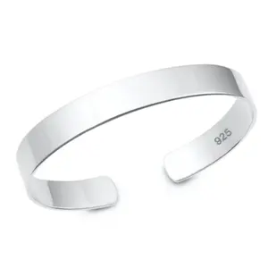 Polished Flat Cuff Bracelet - 925 Sterling Silver