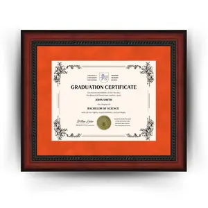 University of Texas Diploma Frame - Custom 8.5x11 Mahogany Frame with Orange Mat