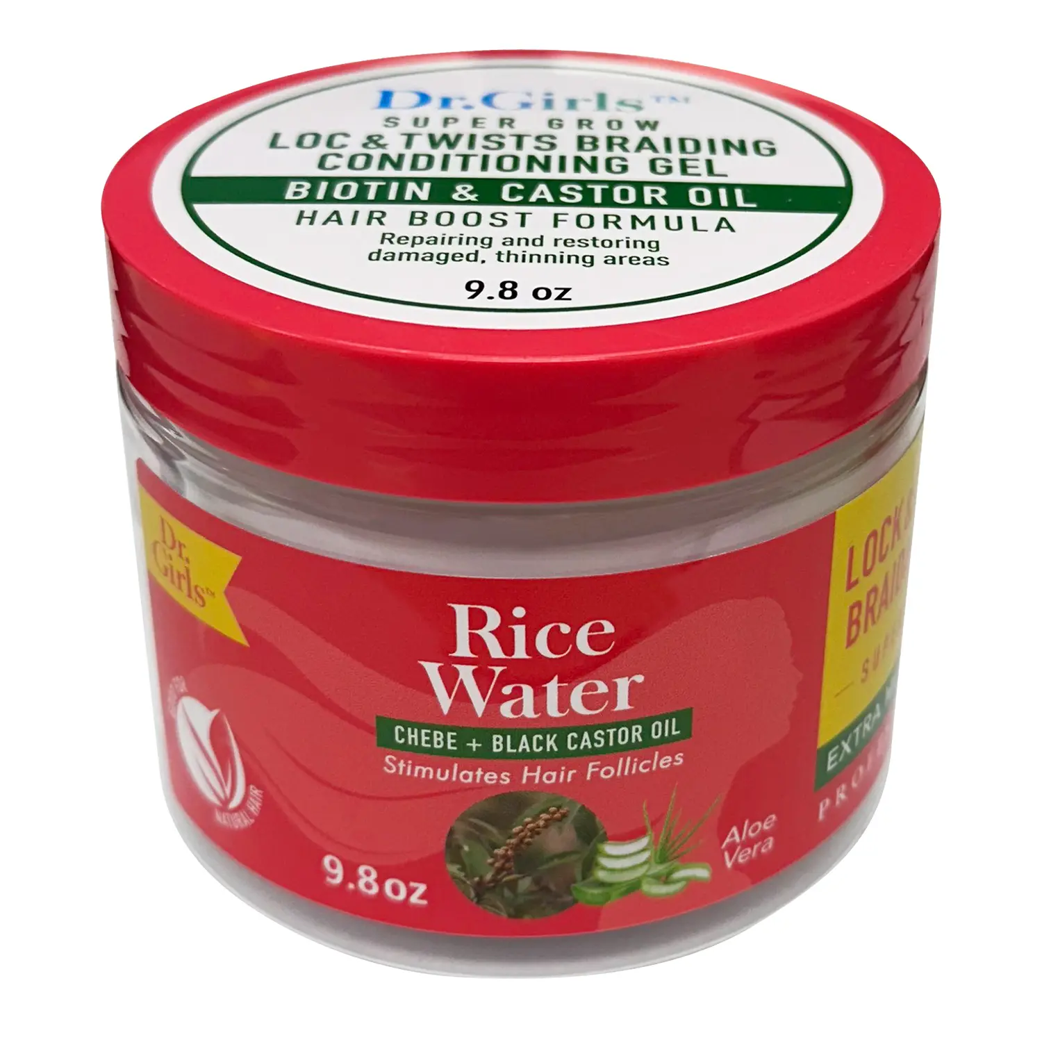 Dr.Girls Rice Water Super Grow Loc & Twist Braiding Conditioning Gel with Biotin, 9.8oz Haircare Mousse & Gel