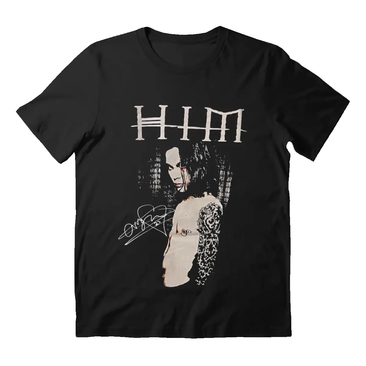 Vtg HIM Band Ville Valo Black T-Shirt, Rock Hip Hop Tee, Unisex Cotton Fabric Shirt, Menswear Top