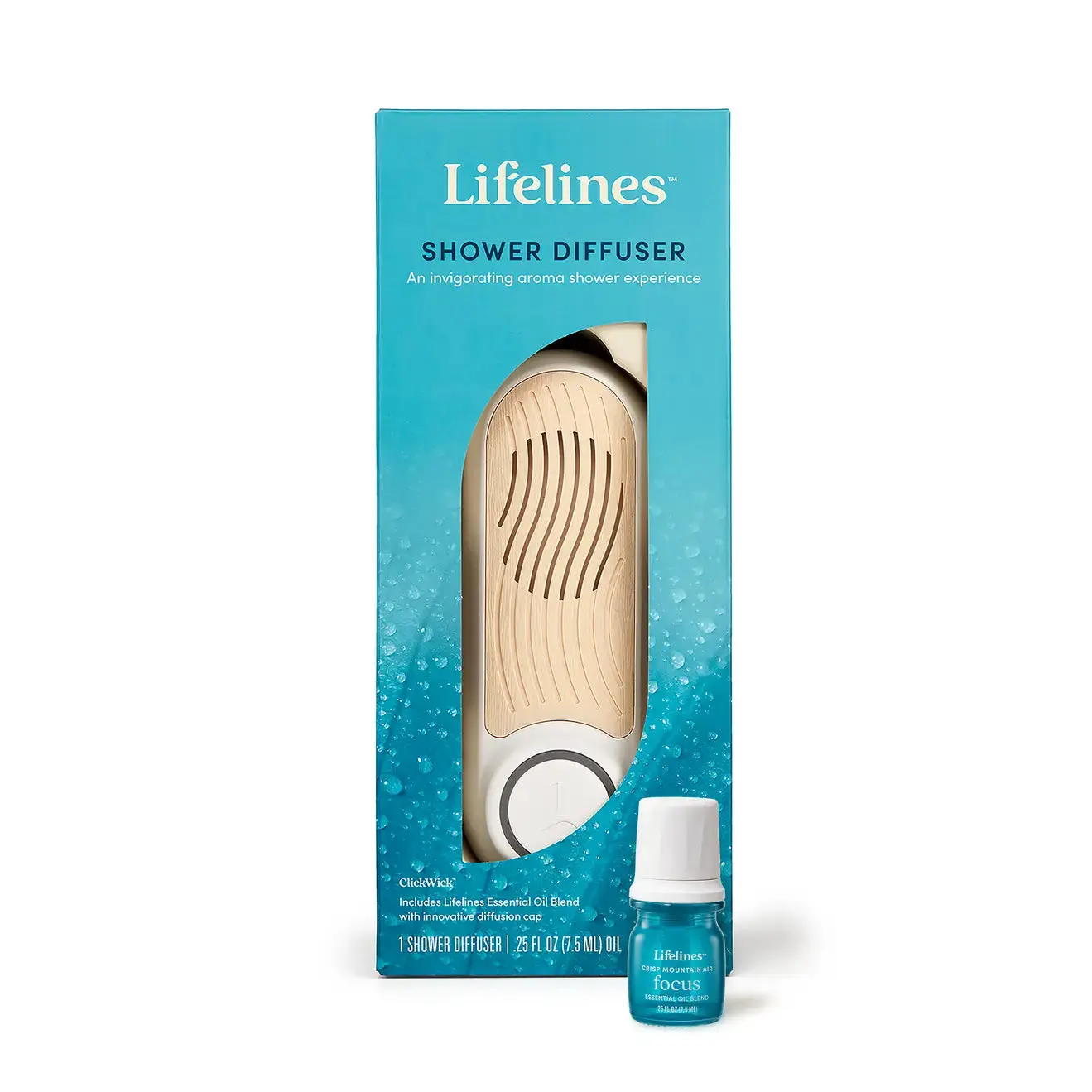 LIFELINES In-Shower Aromatherapy Diffuser with ClickWick Technology, Essential Oil Wellness Blend, Stress Relief for Shower Use Relaxing Body Care