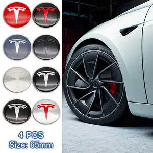 Tesla Wheel HUB Center Sticker Emblem Decal with Car Logo Decoration, Fits Model 3/y/s/x, Customization Accessories, Sticker for Cars