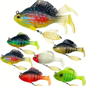 6 Pre-assembled Jig Heads Soft Fishing Lures, Paddle Tail Lures with Bass Spinner Blades, Ultra-sharp Hooks Hidden in Top Fin, Freshwater Saltwater Fishing Lures fishing gear fishing tackle
