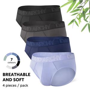 David Archy Men's Underwear Bamboo Rayon Briefs Super Soft Comfort Pouch Briefs 4Pack Basic Menswear Lightweight Breathable Big Spandex Boxers Fabric, Sexy, Solid Brief