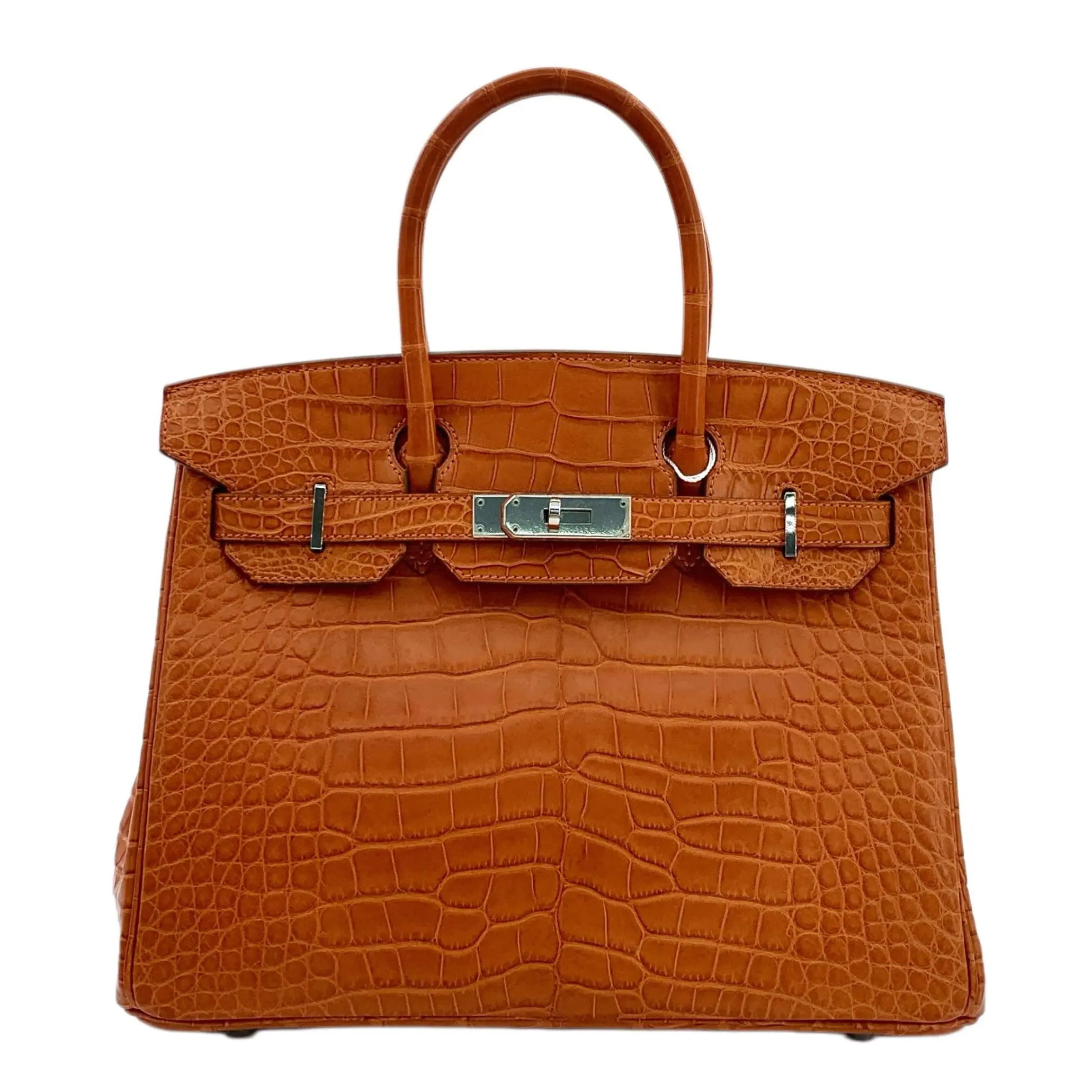 Pre-owned HERMÈS Leather Tote bags CALUXB Shiny Porosus Crocodile Birkin 30 stamp square R 2014