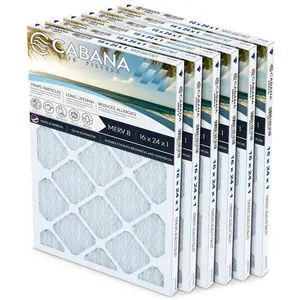 Cabana Air Filters 6 Pack HVAC Furnace Air Filters, MERV 8, 16 x 24 x 1, White