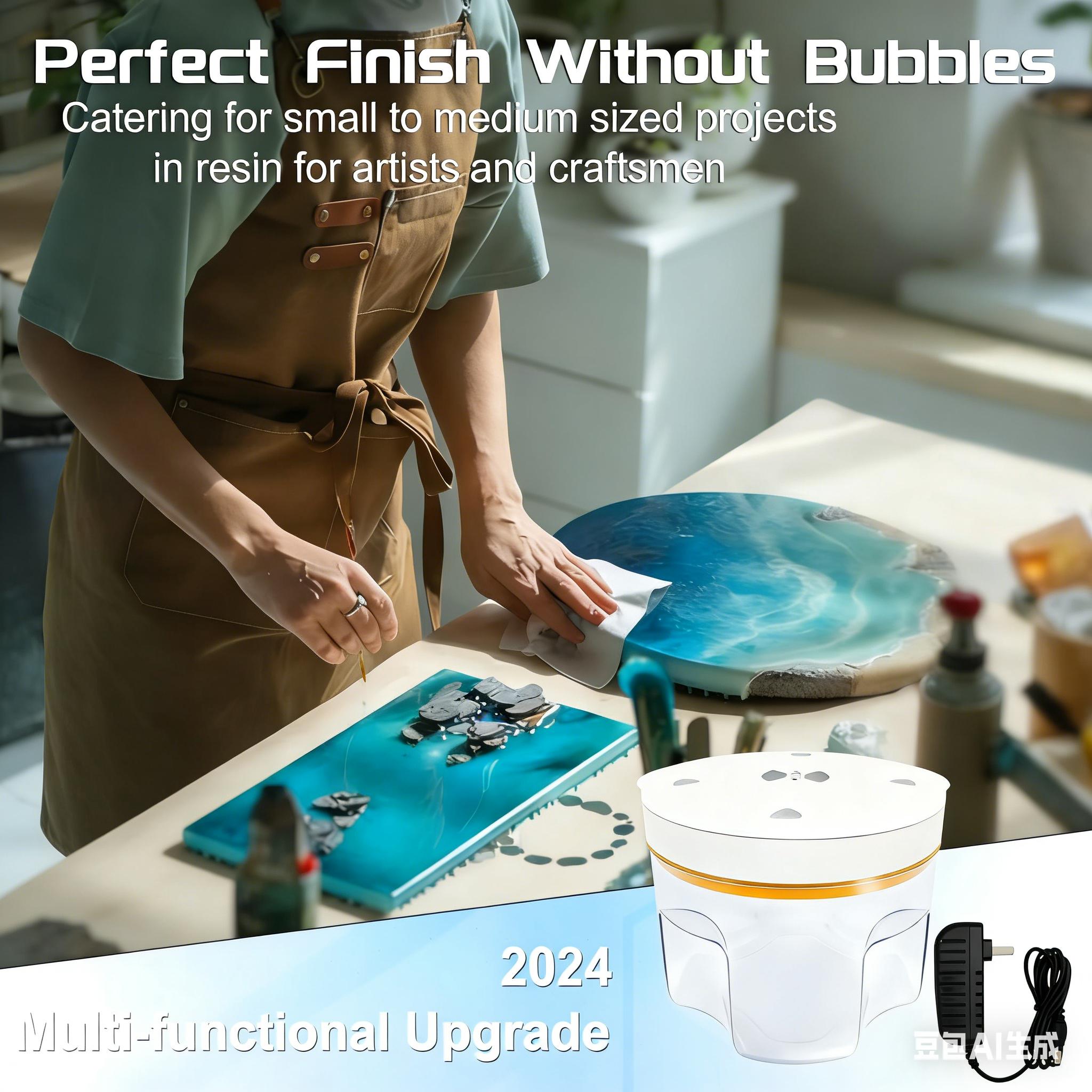 Resin Bubble Remover with Timing,3–9 Minutes Efficient 99% Bubble Removal, 95 kPa Resin Vacuum Chamber, 2L Epoxy Resin Bubble Remover Machine for Resin Molds Arts Crafts，Resin Dryer Curing Station for Epoxy Resin Molds Art Craft Casting,