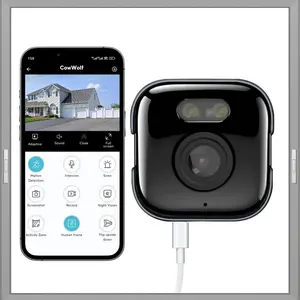 CowWolf 5MP Window Camera,2K Ultra HD Quality with Starlight Night Vision,supports 2.4GHz Wi-Fi Camera for home security,Multisharing and Motion detection,Dual storage options and Two-way audio,Easy & Quick Install