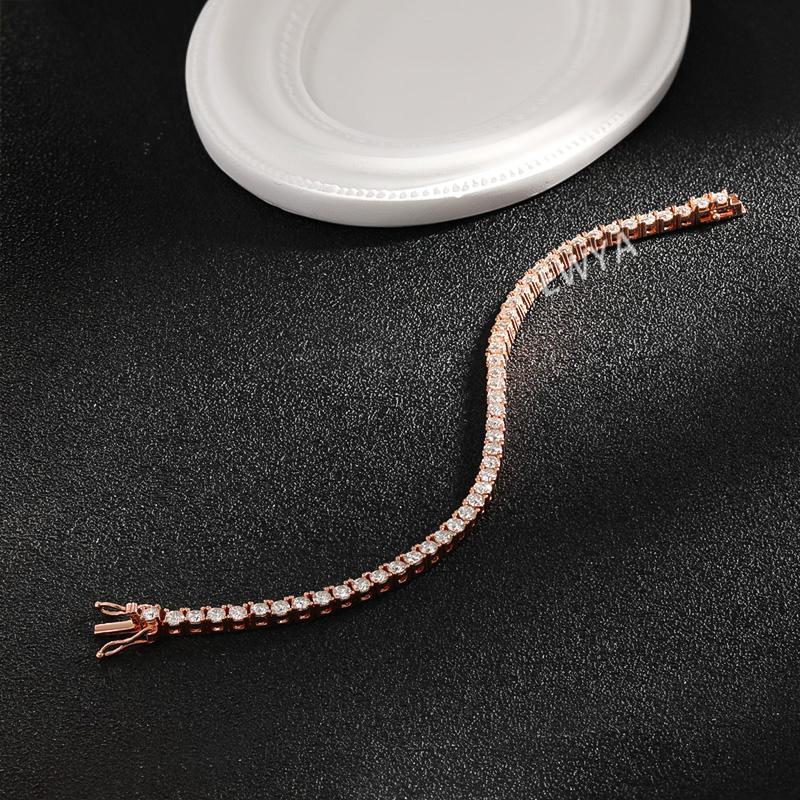 EWYA Real 2.5/3/4/5/6.5MM Full Moissanite Tennis Bracelet for Women Men S925 Silver Plated 18K Yellow Gold Diamond Bracelets