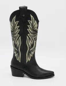 Stivali Dramen western cowboy boots in black leather womens shoes