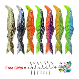 7PCS Soft Fishing Lures with Lifelike Clipped Tail Minnow, Soft bait with freebie hooks nail weight and random stickers for Freshwater and Saltwater