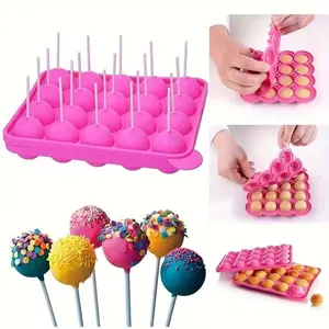 Silicone Lollipop Mold Set, 20 Cavity Molds & 20 Sticks, Ideal for Cake Pops, Chocolate & Candy Making, 8.9x7.76 Inches