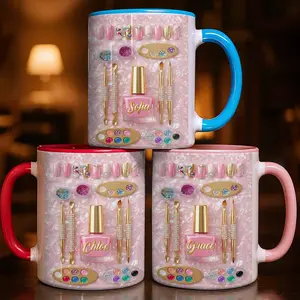 Personalized Nail Tech Mug 2D Printed 3D Effect Custom Name Coffee Cup Nail Artist Design for Manicurist, Nail Salon Lovers, Birthday Appreciation Gift Idea Coffee mugs, ceramic mugs, custom mugs, personalized mugs, printed mugs, gift mugs, everyday mugs