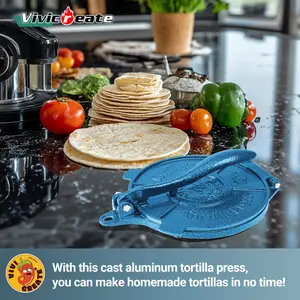 Vivicreate Cast Iron Tortilla Press 8 Inch, Tortilla Maker, Quesadilla Maker, Non-slip Design