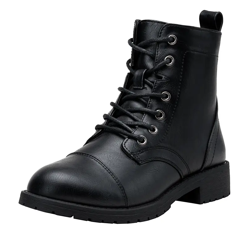 Summervibes Vepose Handmade Women's Fashion Synthetic Cuban Ankle Boots - Classic Round Toe, Laces, 1 cm or less Low Heel (1-3 cm/1.30" Low Heel), Rubber Sole, Formal & Casual Party Footwear,outdoorfun