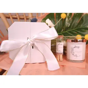 Scented Candle and Match Set Decor Glass Creamy Fragrance Peach Gift