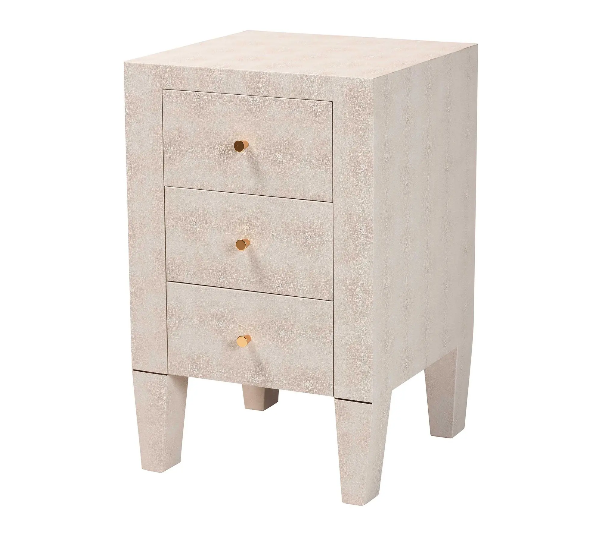 Baxton Studio Leyna Beige Faux Shagreen 3-Drawer End Table