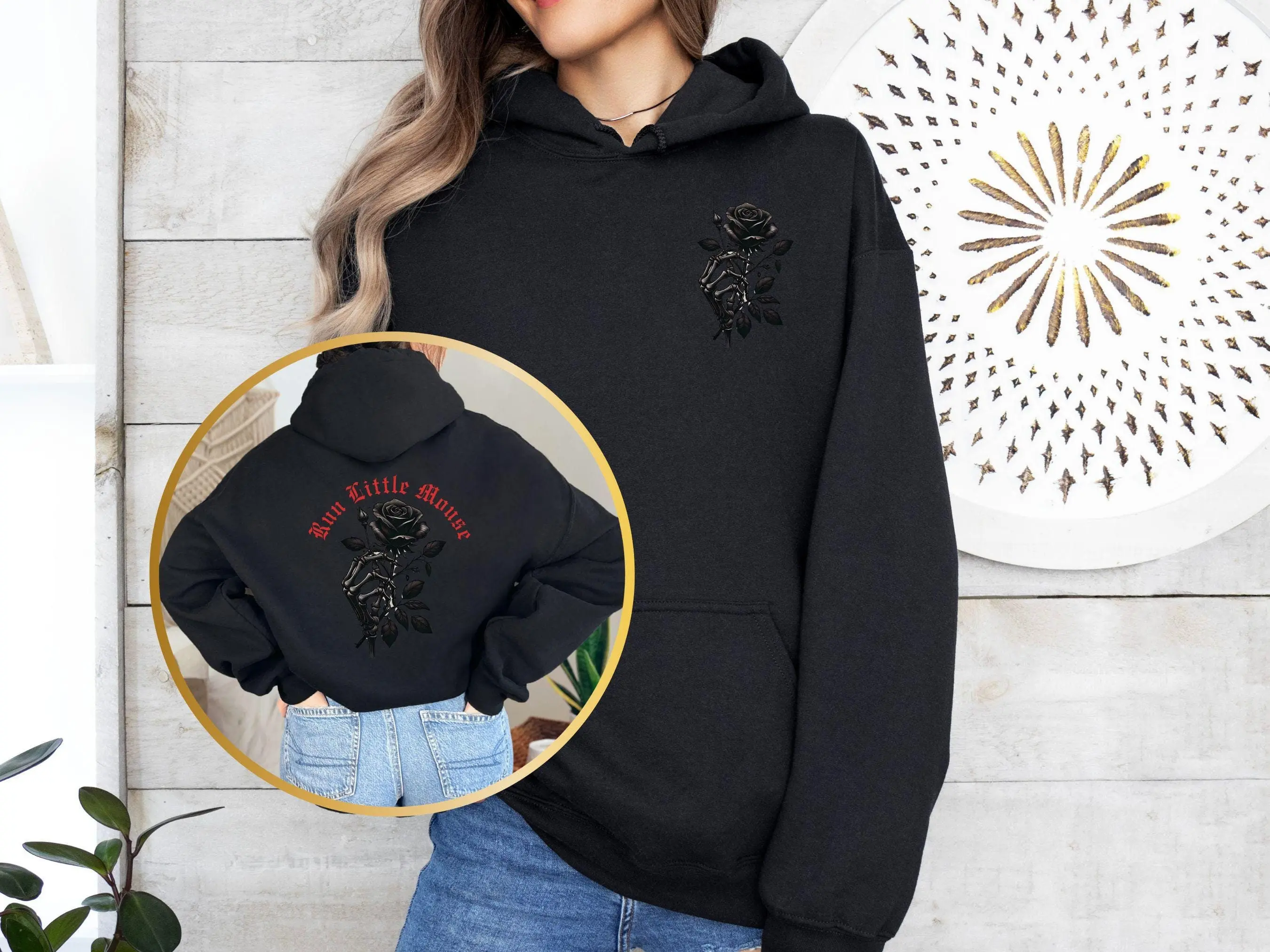 Haunting Adeline Hoodie, Run Little Mouse Dark Romance Gothic Book Lovers Pullover Sweatshirt, Gift for Reader Womenswear Fabric Long Sleeves Fashion Outfit Sweater