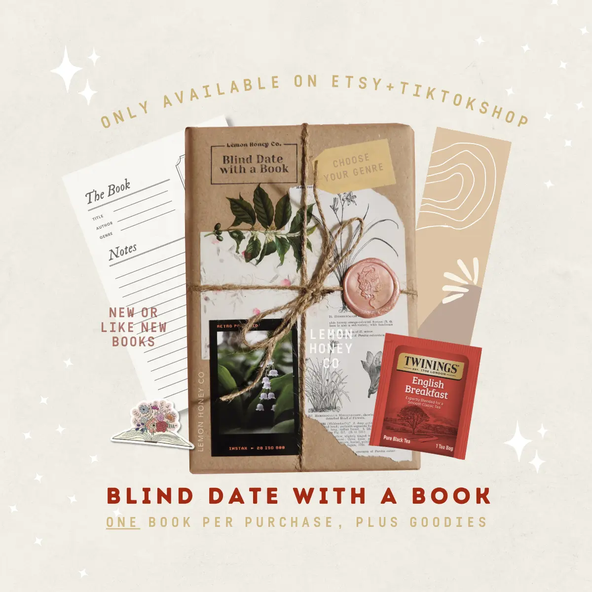 Date with a Book | Choose The Genre, Receive A Surprise Book Plus Goodies | Booktok | Mother’s Day or Birthday Gift