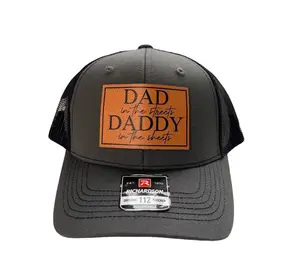 Dad In The Streets Trucker Hat, Funny Leather Patch Design, Adjustable Trucker Cap, Breathable Mesh Back, Comfortable Fit, Gift for Husband, Boyfriend, Father Gift Idea