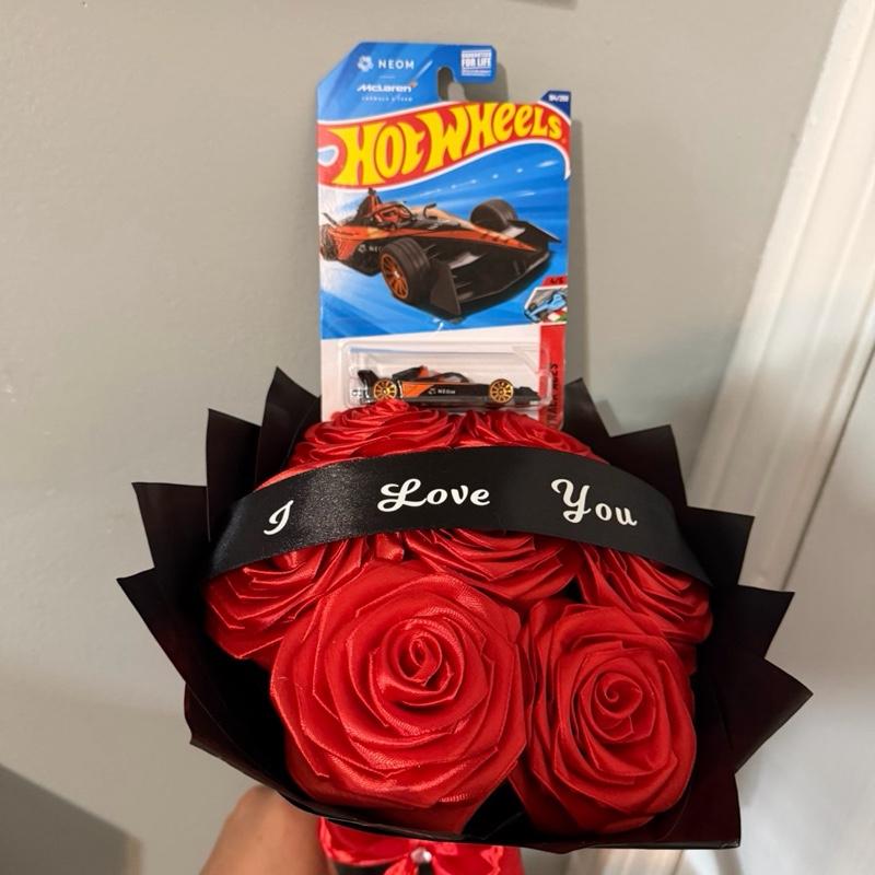The Blue Royale Hot Wheels Rose Bouquet — Luxury Satin Rose Gift for Him