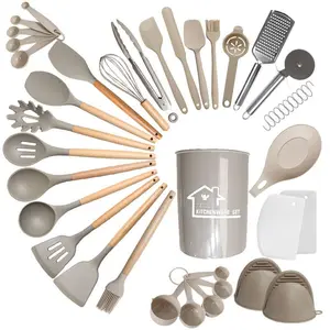Silicone Kitchen Utensils Set, 44pcs/set Non-stick Heat Resistant Kitchen Gadgets, Kitchenware, Kitchen Tools with Holder, Household Kitchen Products