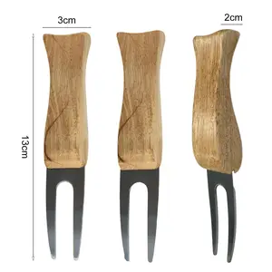 Golf Divot Repair Tool with Wooden Ball Marker – Groove Cleaner &amp; Course Accessory