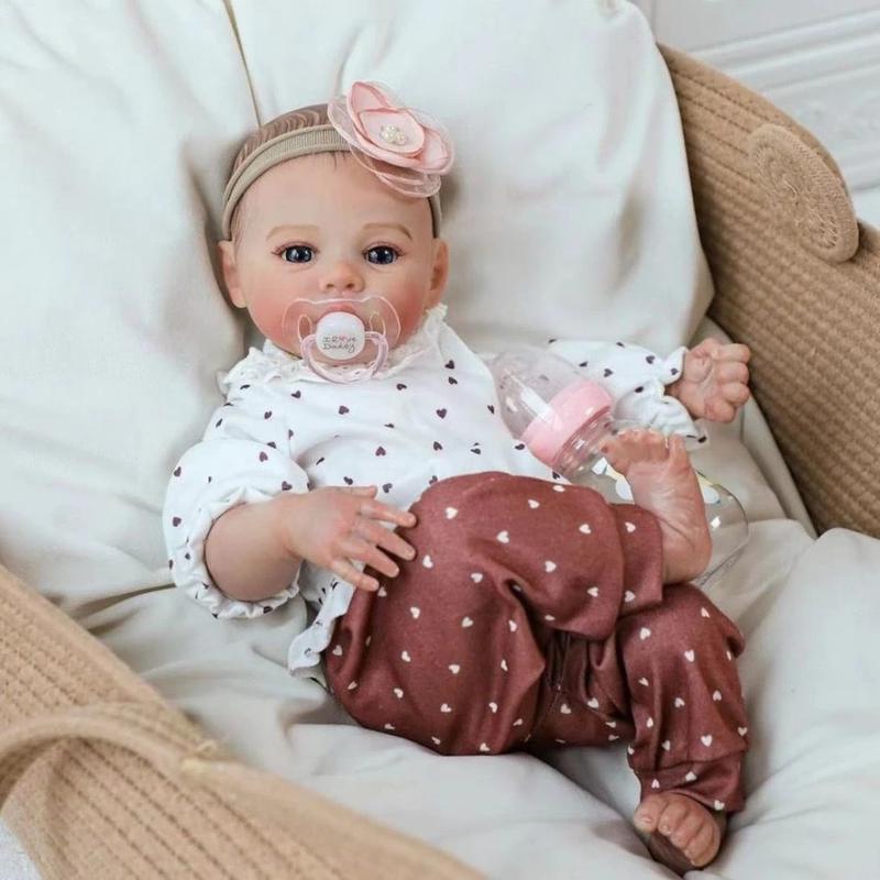 Lovely Reborn Baby Dolls Eyes Awake 19 inch 48cm Real Vinyl Baby Realistic Newborn Baby Dolls Soft Cloth Body Adorable Real Life Baby Doll Toy for Kids Age 3+