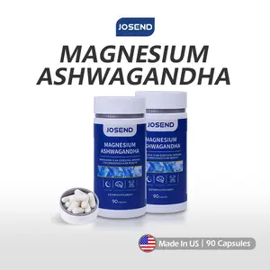 Josend Magnesium & Ashwagandha Stress Relief Relaxation 90 Capsules  -  Wellness Supplement Bundle Immune Support Healthcare Edible Dietary magnesium  glycinate